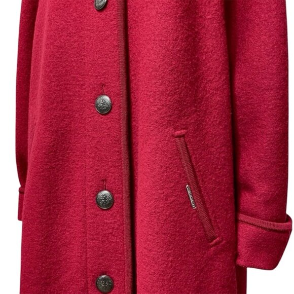 Geiger Austria Vintage Red Boiled Wool Full Length Classic Overcoat Size 36 - Picture 6 of 15